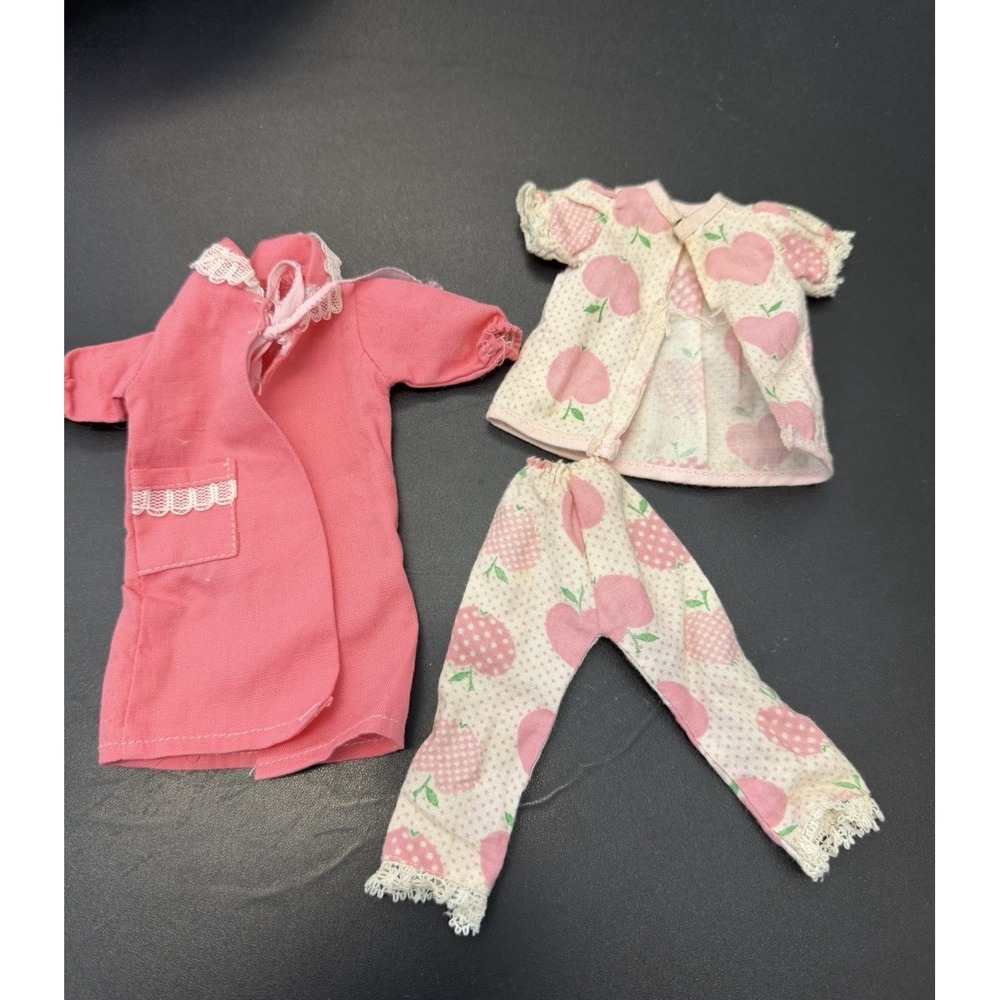 Vintage Mattel Skipper Barbie Pink Robe & Fruit Print Pajama Set Hong Kong